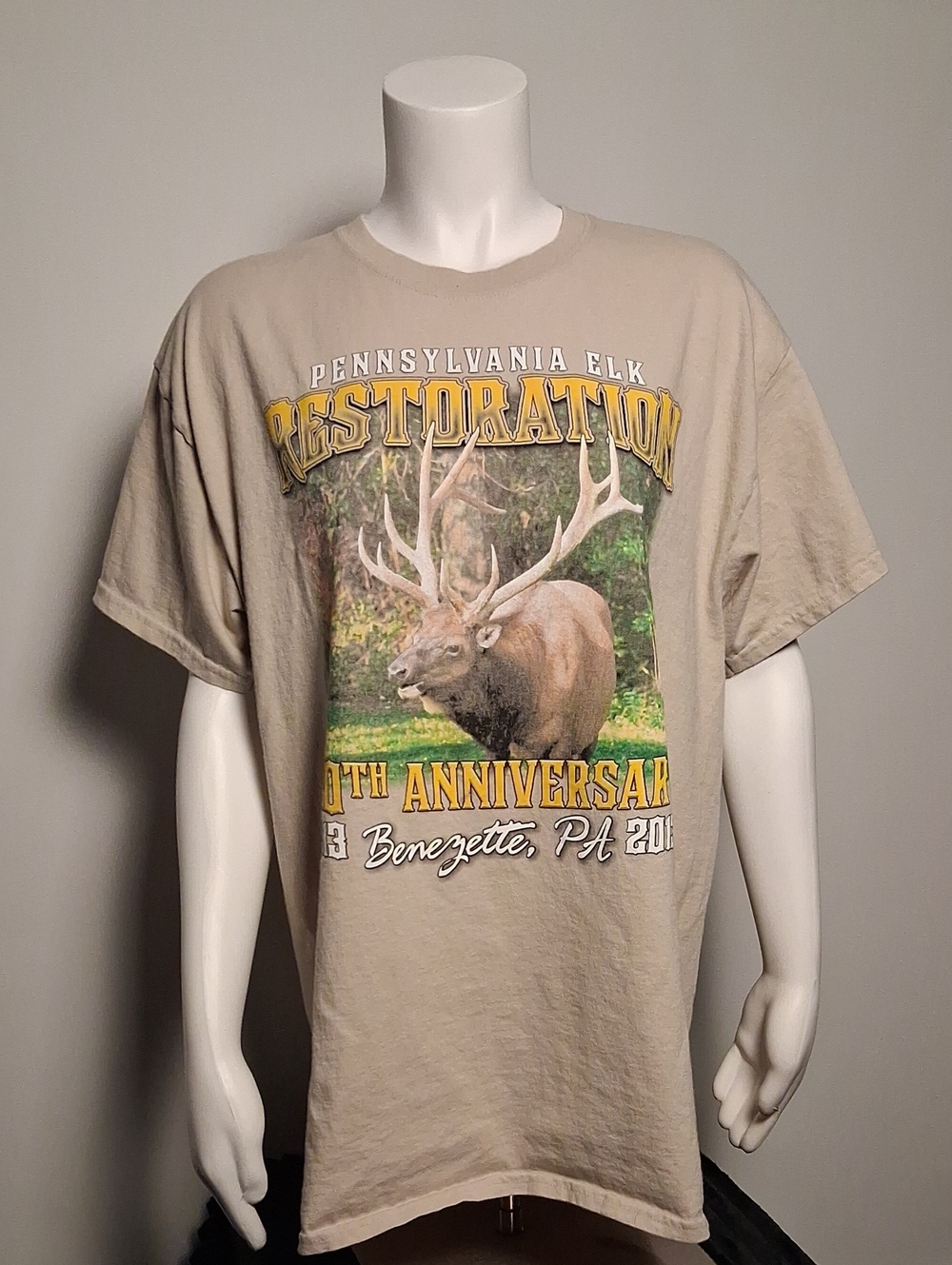 Pennsylvania Elk Restoration 100th Anniversary Graphic T-Shirt - Beige